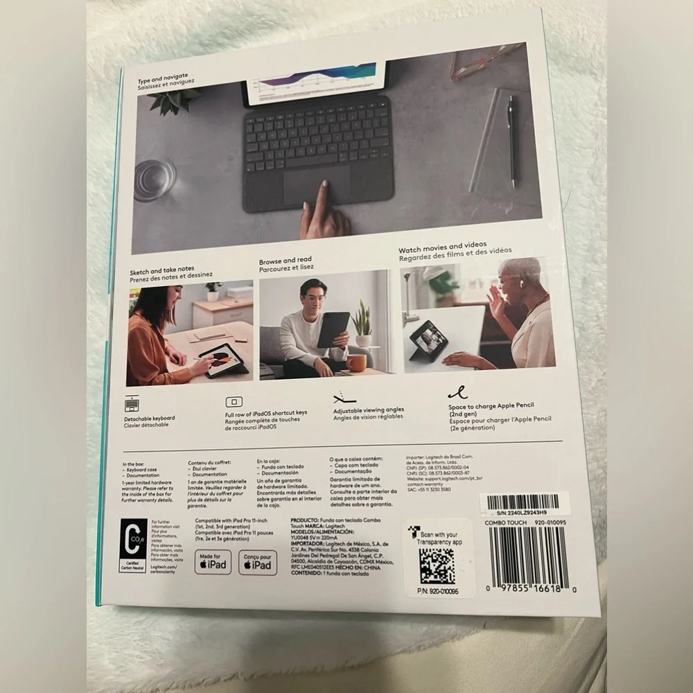Logitech combo touch iPad Pro 11 inch (1st, 2nd, 3rd generation) keyboard case